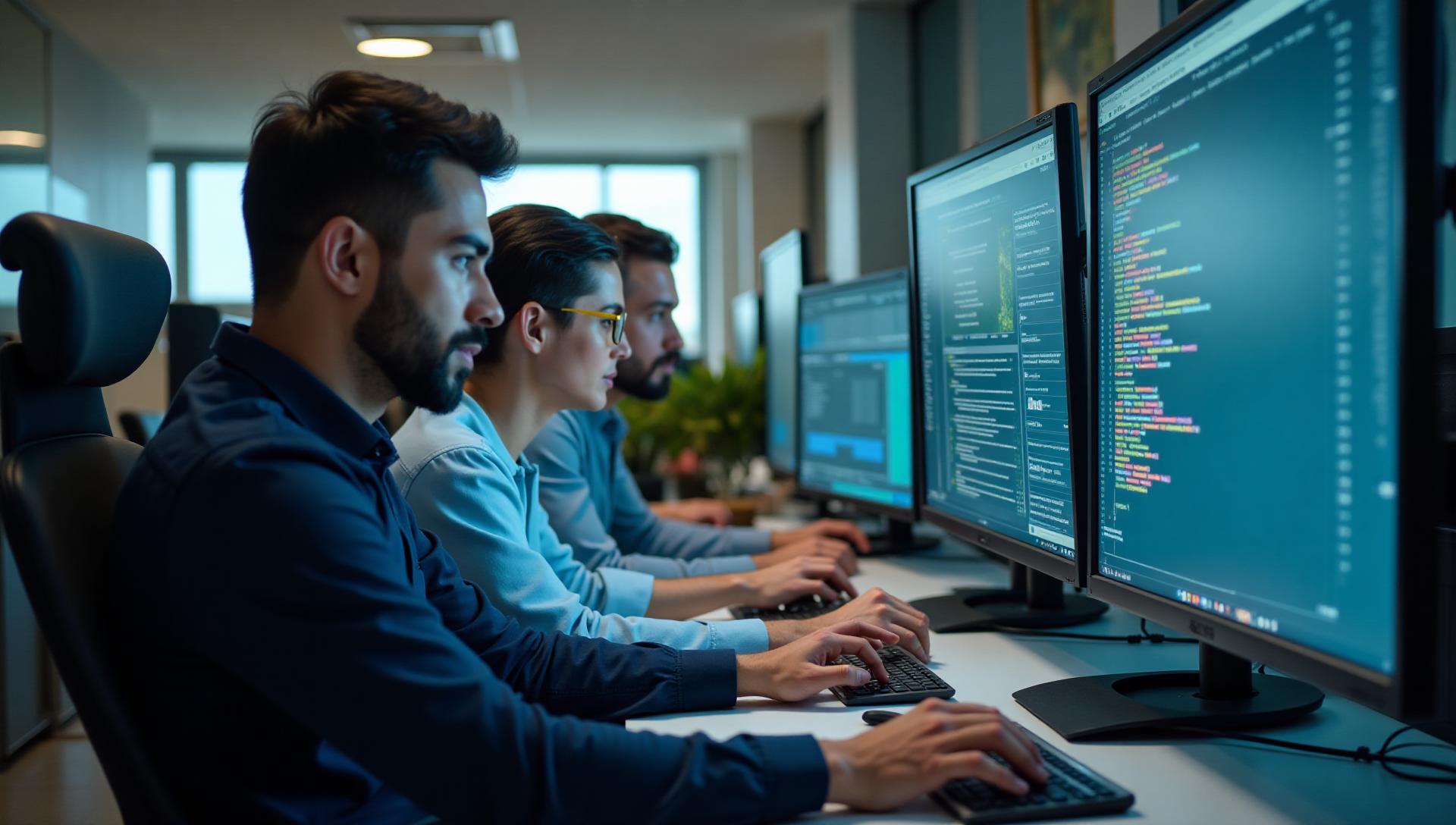 Quality Assurance team performing comprehensive software testing